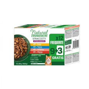 NATURAL TRAINER CAT ADULT MULTIPACK 4 GUSTI MANZO, SALMONE, POLLO E TONNO STRACCETTI - immagine 1