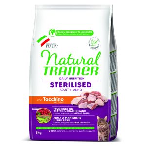 NATURAL TRAINER DAILY NUTRITION STERILISED ADULT +1 ANNO CON TACCHINO E FIBRA DI PISELLO - immagine 3