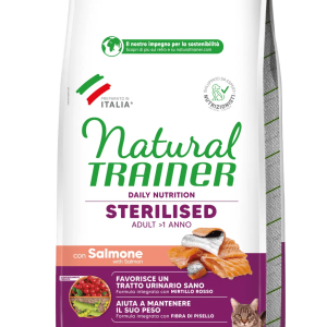 NATURAL TRAINER DAILY NUTRITION STERILISED ADULT +1 ANNO CON SALMONE E FIBRA DI PISELLO - immagine 4