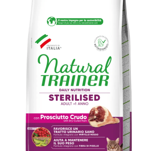 NATURAL TRAINER DAILY NUTRITION STERILISED ADULT+1 ANNO CON PROSCIUTTO CRUDO E FIBRA PISELLO - immagine 4