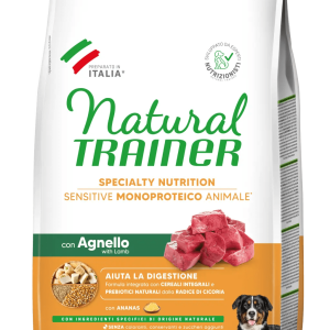 NATURAL TRAINER SPECIALTY NUTRITION SENSITIVE MONOPROTEICO ANIMALE NO GLUTEN MEDIUM&MAXI ADULT CON AGNELLO E CEREALI INTEGRALI - immagine 1