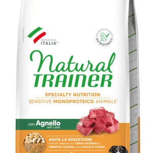 NATURAL TRAINER SPECIALTY NUTRITION SENSITIVE MONOPROTEICO ANIMALE NO GLUTEN MEDIUM&MAXI ADULT CON AGNELLO E CEREALI INTEGRALI - immagine 2