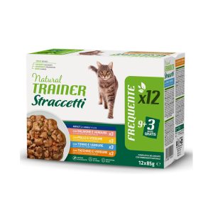 NATURAL TRAINER CAT ADULT MULTIPACK 4 GUSTI POLLO,TONNO, SALMONE E TACHINO STRACCETTI - immagine 1