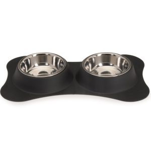 Camon Set tappetino a forma d'osso con ciotole in acciaio - immagine 3